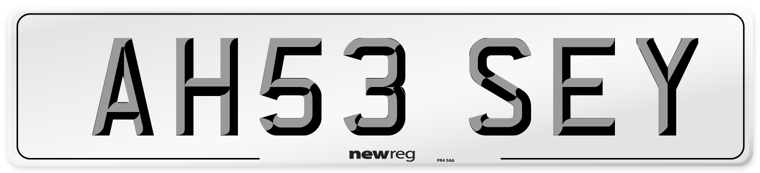 AH53 SEY Number Plate from New Reg